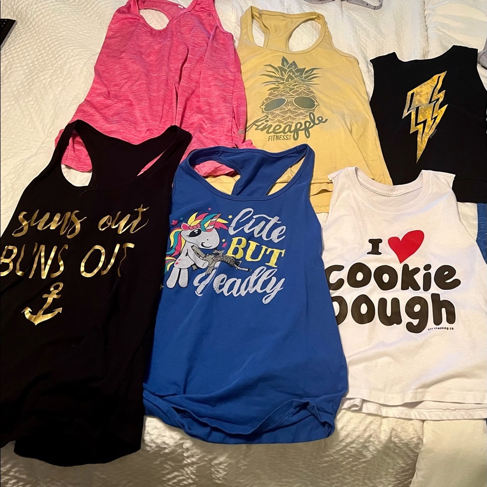 Workout out tanks-all large but hasquata shirt (med)Good used condition